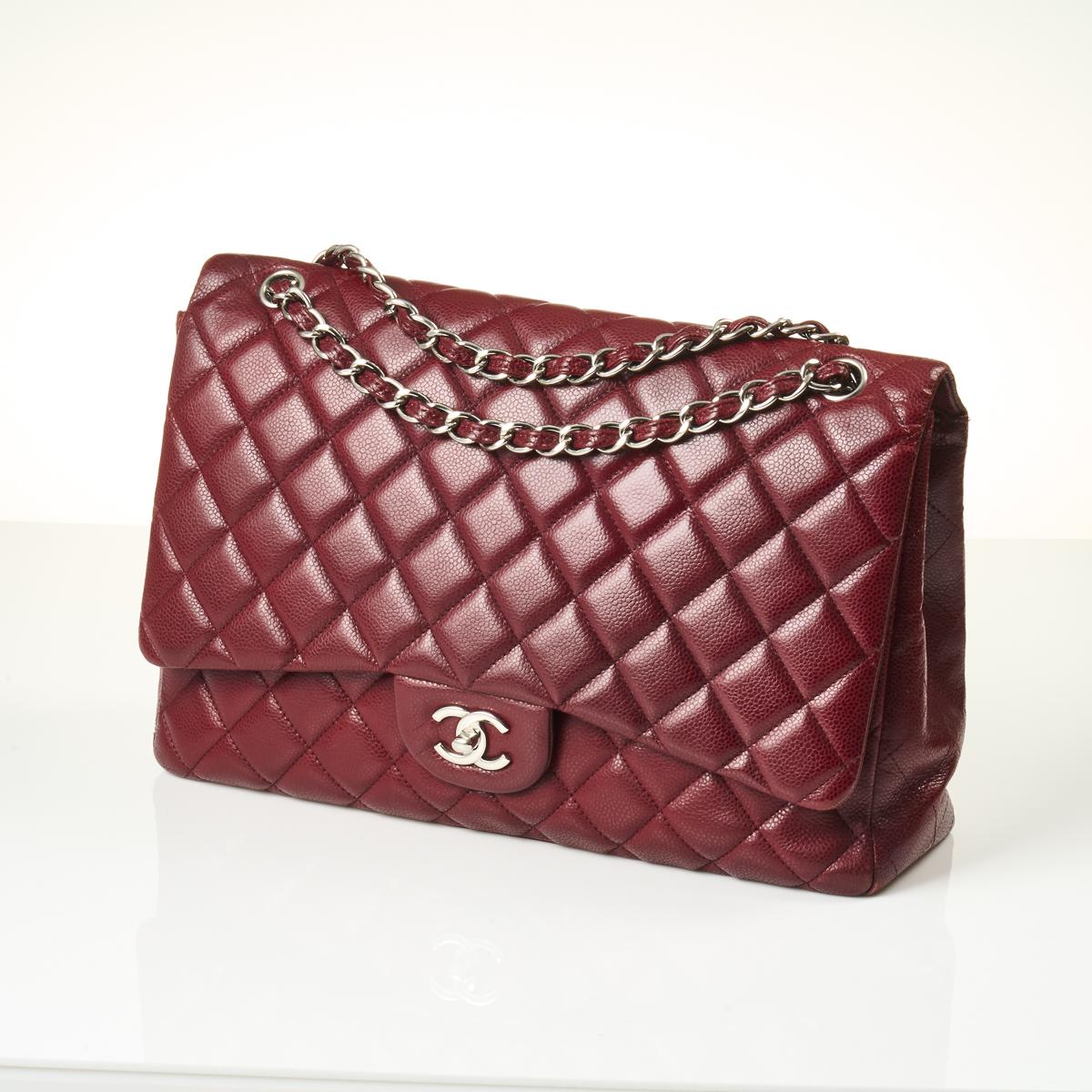 Chanel Quilted Calfskin CC Flap Bag Burgundy