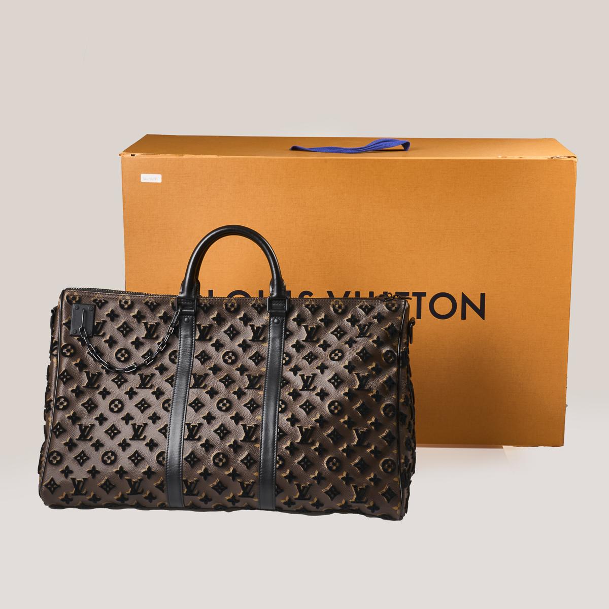 Louis Vuitton Virgil Abloh Monogram Tuffetage Keepall Triangle Bandoulière  Bag