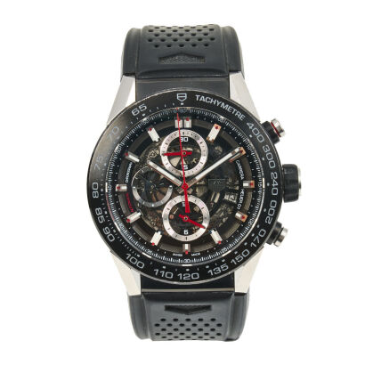 Tag Heuer Carrera 01, 45mm Skeletal Chronograph Wristwatch