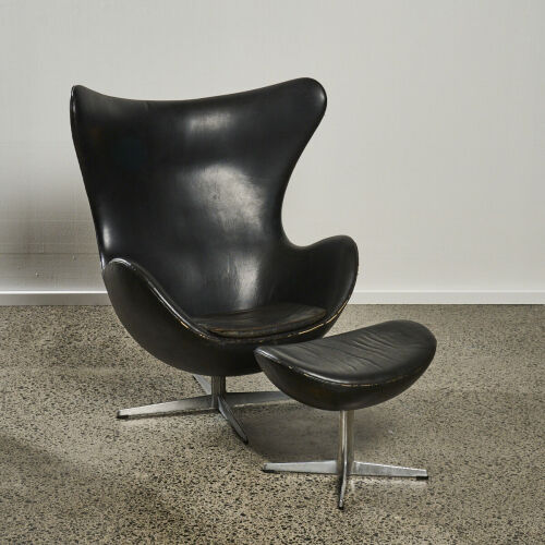 An Arne Jacobsen Egg Chair and Ottoman