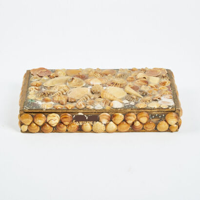 A Handcrafted Vintage Cigar Box Bejewelled With Shells