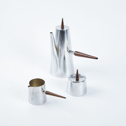 An Italian Modern Coffee Or Tea Service With Rosewood Handles