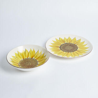 A Sunflower Bowl And Plate By Casual Ceram Japan