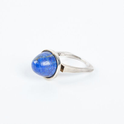 A Sterling Silver Henning Ulrichsen Lapis Ring 1960s