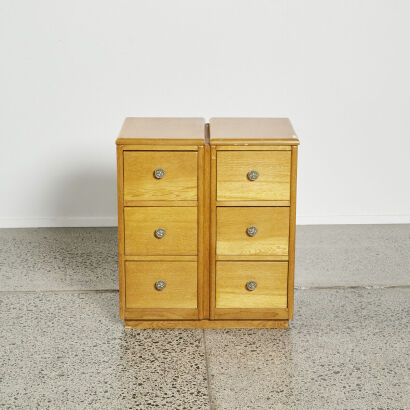 A Six Drawer Vintage Solid Oak Cabinet