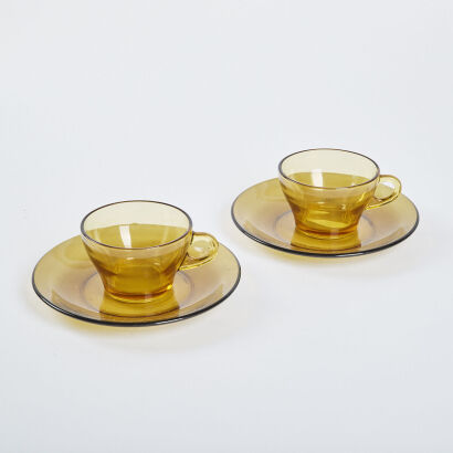A Bormioli Cup And Saucer Set by Vitrosax Italy