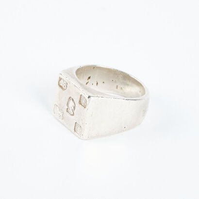 A Sterling Silver Jack Spencer Ring With Enlarged Hallmarks C1970S