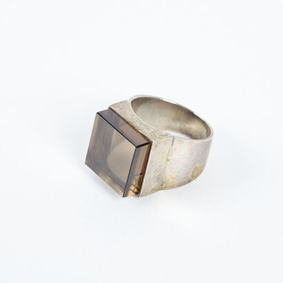 A Maxwell Collins Smoky Quartz Ring London C1970s