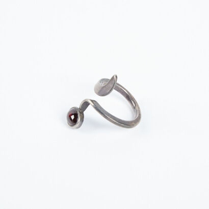 A Serpentine Silver And Garnet Ring C1970s