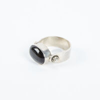 A Silver And Onyx Stirrup Ring C1960s