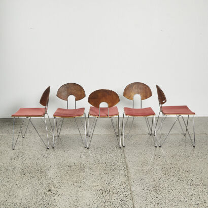 A Set Of Five Mikado Chairs By Walter Leeman For Kusch & Co