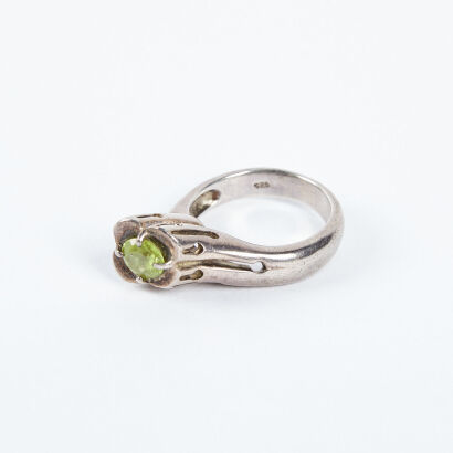 An American Peridot And Sterling Silver Ring 1970s