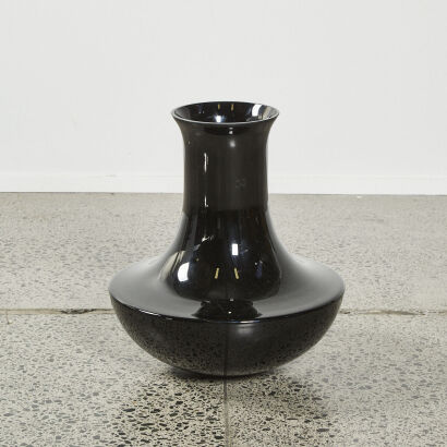 A Large Black Glass Floor Vase