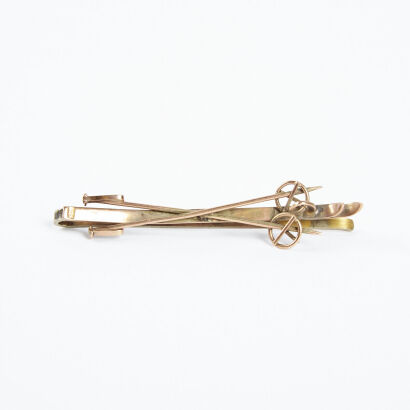 A Vintage Rose Gold And Silver Tie Clip