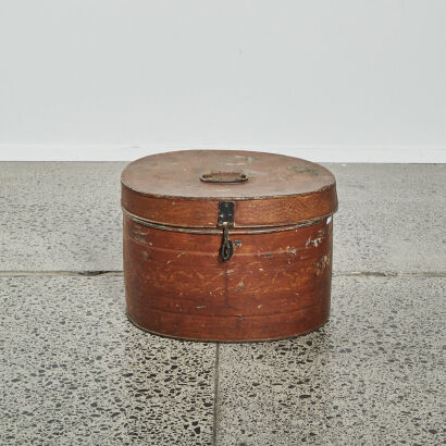 A Vintage Metal Hat Box