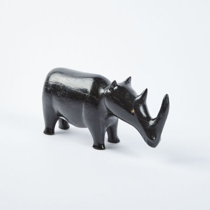 A Heavy Wood Painted Rhinocerous Figure