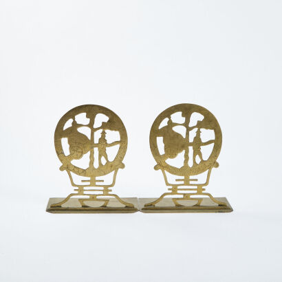 A Pair Of Chinese Brass Bookends