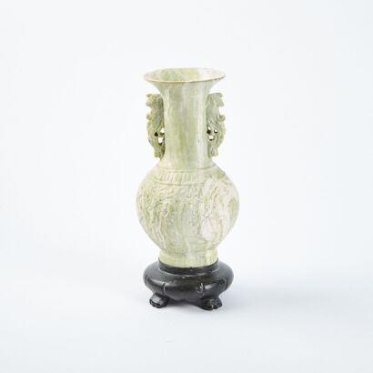 A Heavy Carved Stone Asian Vase