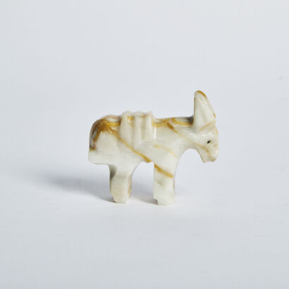 A Small Carved Marble Donkey Pen Holder