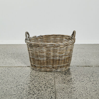 A Handmade Cane Laundry Basket