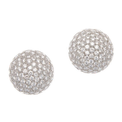 Platinum Diamond Dome Earrings