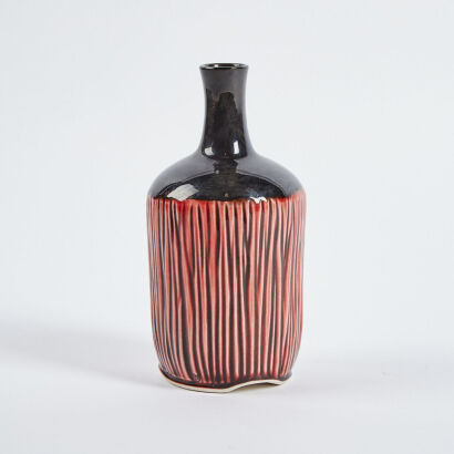 A Ribbed Studio Pottery Vase