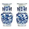 A Pair of Blue and White Two-Handled Vases
