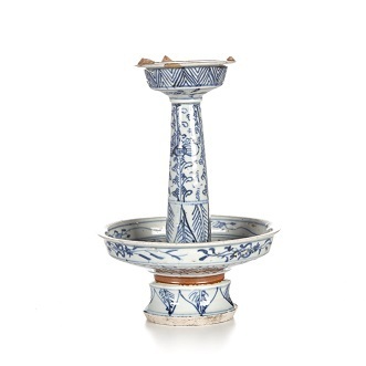 A Qing Dynasty Jiaqing Period Blue and White Chinese Candlestick