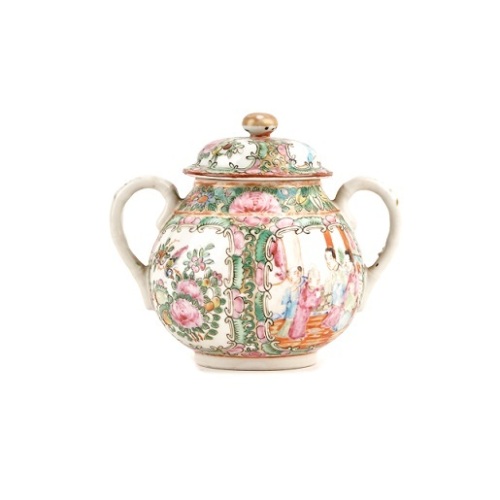 A Qing Dynasty Canton Famille Rose Two-Handled Pot