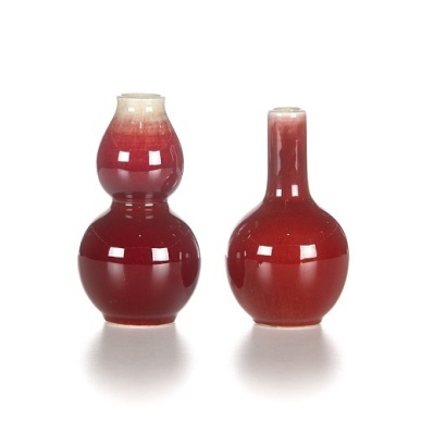 A Red Glazed Gourd Bottle and A Gallbladder Bottle