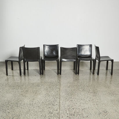 A Suit Of Six Coveted Mario Bellini Cab 412 Dining Chairs By Cassina