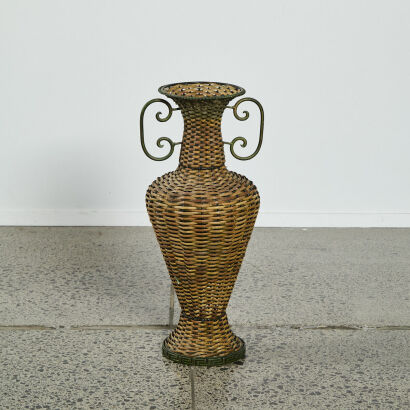 A Weaved Wicker Floor Vase