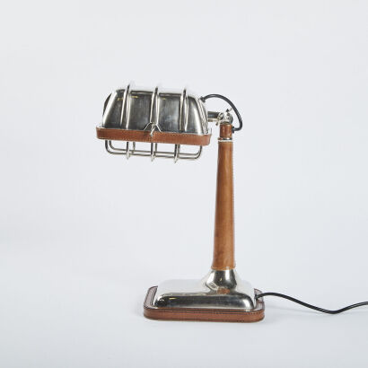 A Desktop Metal & Leather Lamp