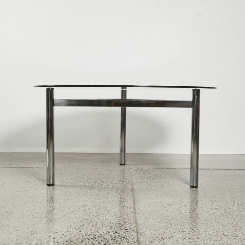 A Deluxe 1970S Chrome And Smoked Glass Dining Table By Framecraft