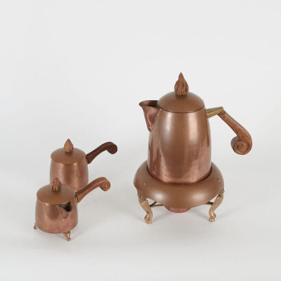 An American Copper Coffee Set by J.C Moore 1950s