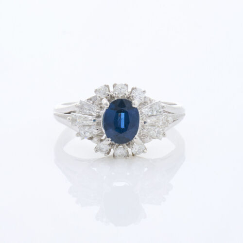 Platinum, .98ct Sapphire and .48ct Diamond Ring.