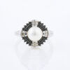 14ct White Gold, Modern, .85ct Diamond and Simulated Pearl Ring