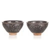 A Pair of Song Dynasty Jian Kiln Style Silver Oil Drop Glaze Cups