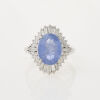 Platinum, 4.00ct Ceylonese Sapphire and Diamond Cluster Ring