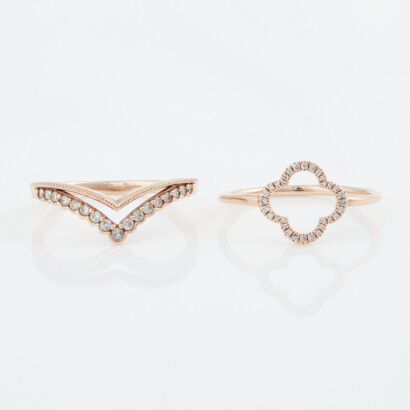 10ct Rose Gold, set of Two .24ct Diamond Rings