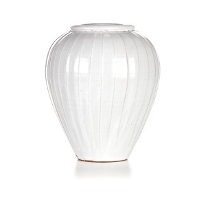A Korean White-Glazed Lobed Jar