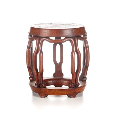 A Huali Wood and Marble Flower Frame