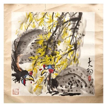 A Chinese Painting with Flower and Cock