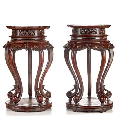 A Pair of Chinese Rosewood Stands