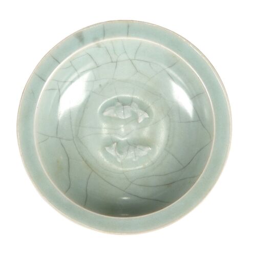 A Chinese Song Dynasty 'Longquan' Celadon &lsquo;Two Fish&rsquo; Saucer