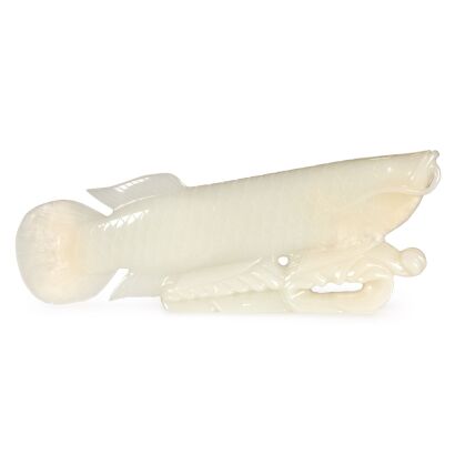 A Chinese White Jade Golden Dragon Fish
