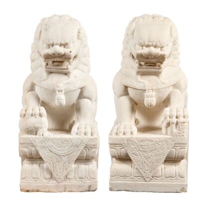 A Pair of Chinese Marble Lions