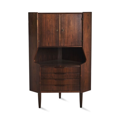 A Rosewood Corner Drinks Cabinet by Johannes Sorth