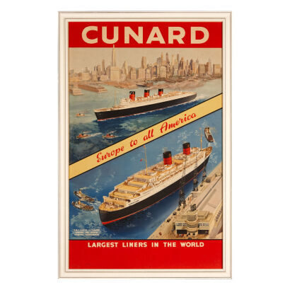 A 1950s Cunard Poster - Europe to All America
