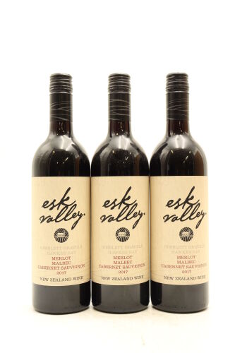(3) 2017 Esk Valley Merlot - Cabernet Sauvignon - Malbec, Gimblett Gravels [JR16]